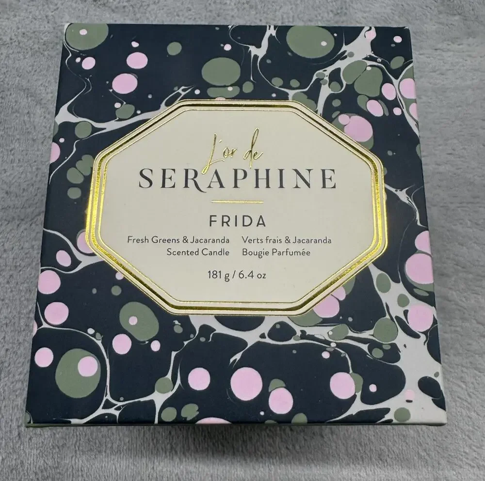 L'Or de Seraphine Candle Frida 6.4 oz Green Pink essential oil organic candles